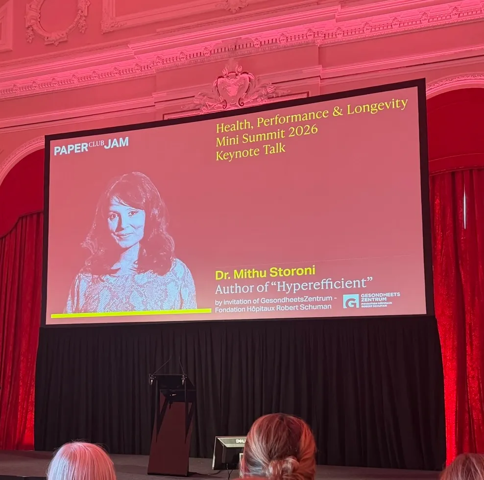 Keynote introduction slide — Health, Performance & Longevity Mini Summit 2026, Cercle Cité, Luxembourg