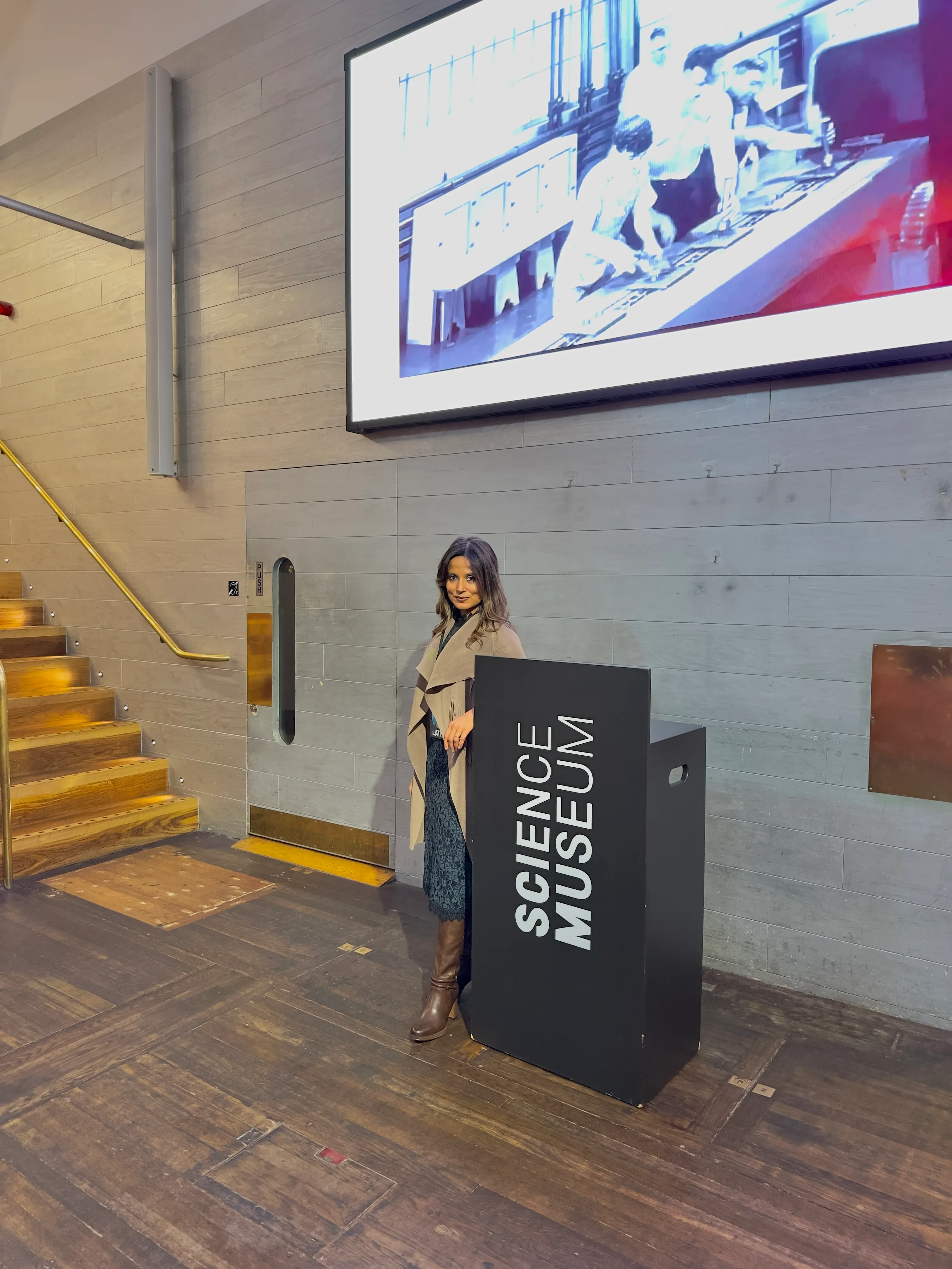 At the Science Museum lectern, London
